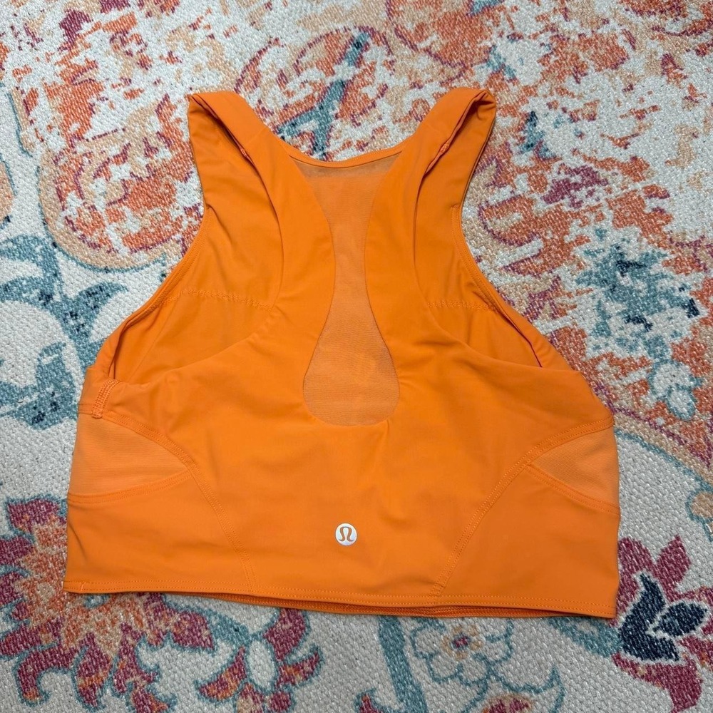 Lululemon Orange High Neck Mesh Racerback Sports Bra Top 8 athleisure
